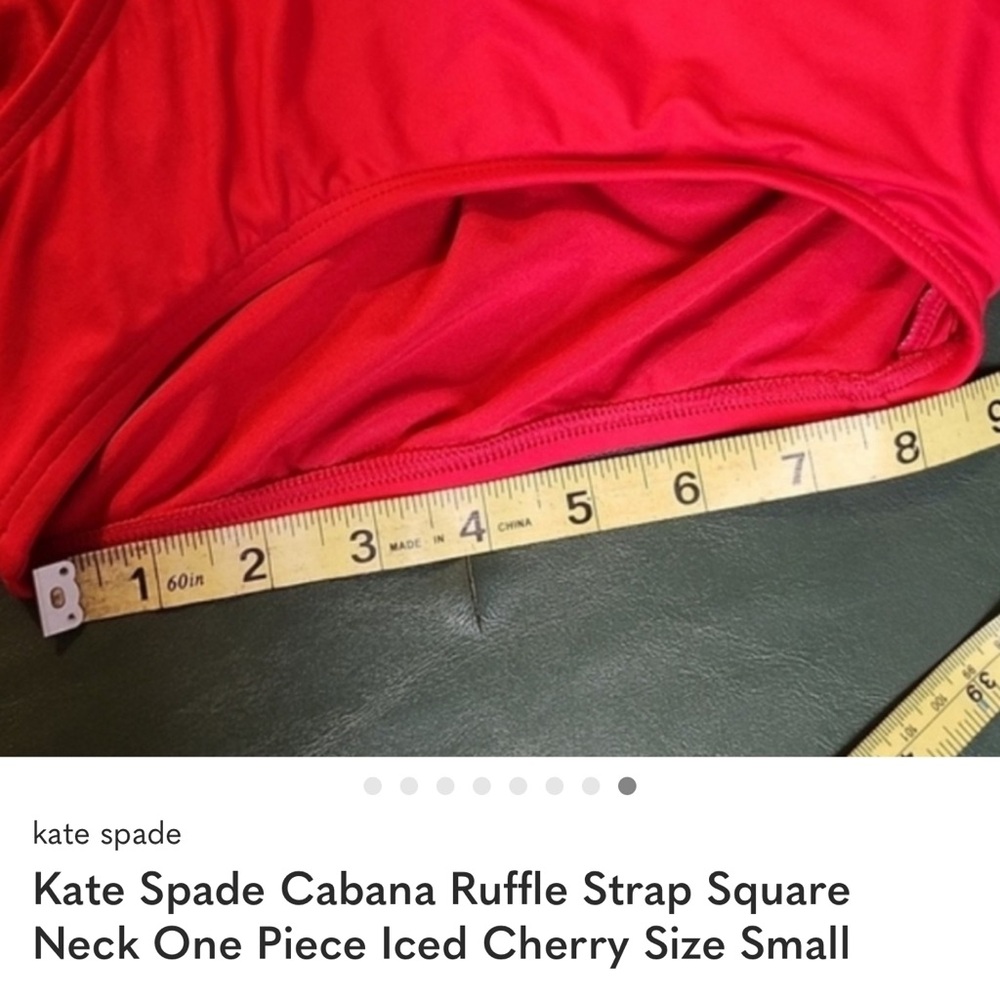 Kate Spade Cabana One Piece Swimsuit with Ruffle Straps in Cherry Red color - Picture 7 of 8